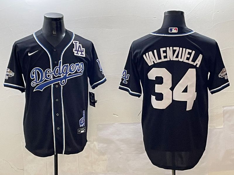 Men Los Angeles Dodgers #34 Valenzuela Black Fashion Game 2025 Nike MLB Jersey style 3064->los angeles dodgers->MLB Jersey